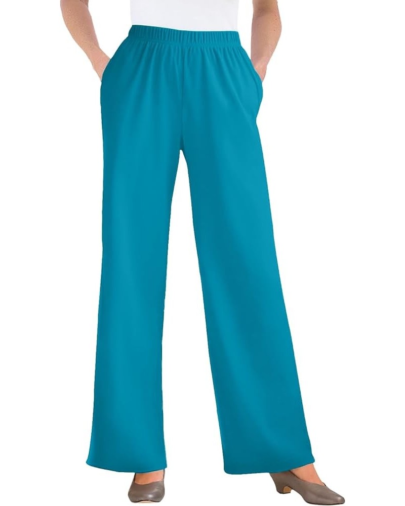 Women's Plus Size 7-Day Knit Wide-Leg Pant Turq Blue $17.14 Pants