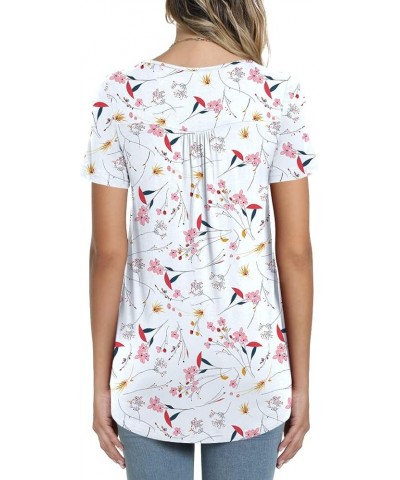 Women's Summer Casual Cute Tops Short Sleeve Lace Shirts Pleated Tunic Tops for Leggings Loose Blouses Begonia Red Leaves $9....