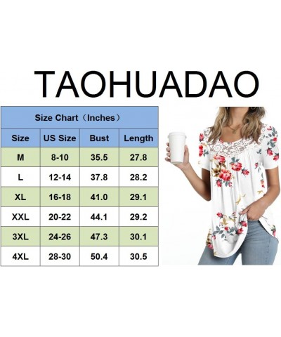 Women's Summer Casual Cute Tops Short Sleeve Lace Shirts Pleated Tunic Tops for Leggings Loose Blouses Begonia Red Leaves $9....