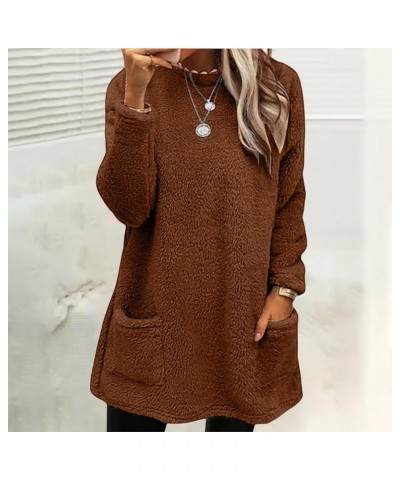 Womens 2023 Winter Fleece Jacket Sweater Warm Solid Color Outerwear Lightweight Casual Loose Coat with Pockets 2-coffee $8.00...