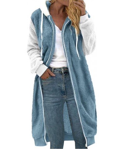 Winter Jackets For Women,Women's Solid Fuzzy Fleece Hoodies Long Jacket Winter Warm Hooded Coat Soft Loose Outerwear 3-light ...