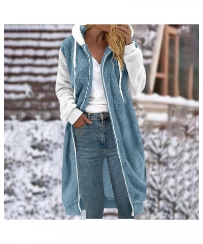 Winter Jackets For Women,Women's Solid Fuzzy Fleece Hoodies Long Jacket Winter Warm Hooded Coat Soft Loose Outerwear 3-light ...