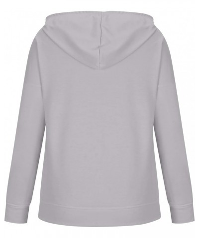 Womens Fall Fashion 2022 Loose Fit Hooded Sweatshirts Buttons/Quarter Zip Pullover Hoodies with Pocket Solid Color Tops A01_g...