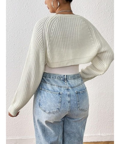 Women's Open Front Long Sleeve Cropped Cardigan Sweaters Shrug Plus White $14.08 Sweaters