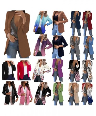 Women's Blazers Fall Business Casual Suit Jacket Elegant Fitted Solid Coats Classic Single Button Lapel Outwear A1-brown $13....