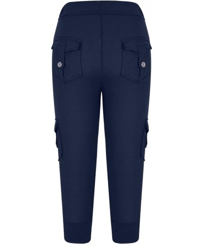 Womens Capri Pants for Summer 2024 Casual Lightweight Leggings High Wasit Elastic Pant with Pockets Cropped Trousers Blue $5....