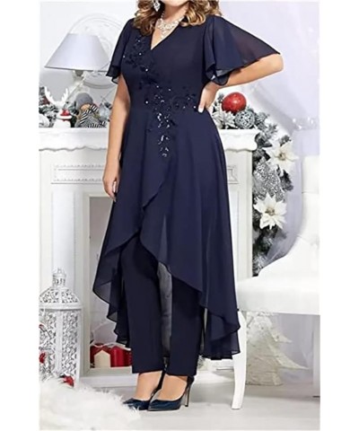 Women's Chiffon 2 Pieces Mother of The Bride Pant Suits for Wedding V Neck Mother of The Groom Dresses MIS17 Pink $30.60 Suits