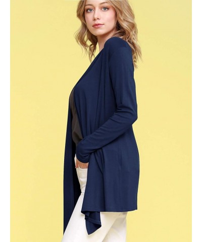 Women's Draped Front Open Cardigan Casual Long Sleeve Lightweight Cardigan Sweaters Duster Wsk850_navy $11.88 Sweaters