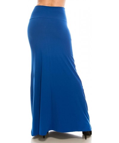 Women's Printed Foldover Waistband Fashionable Long Maxi Skirt Dress Royal Blue $10.11 Others