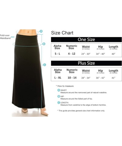 Women's Printed Foldover Waistband Fashionable Long Maxi Skirt Dress Royal Blue $10.11 Others