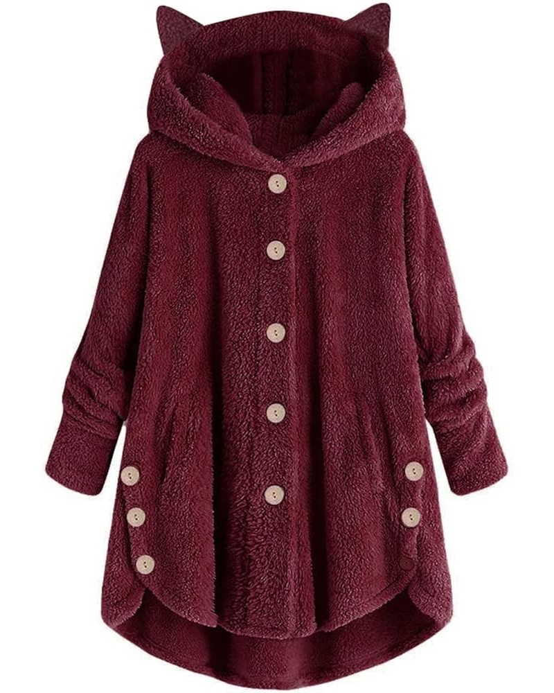 Oversized Cardigans for Women Hooded Fleece Faux Fur Hooded Coats Button Soft Coats Long Sleeve Teddy Bear Jacket Sherpa Jack...