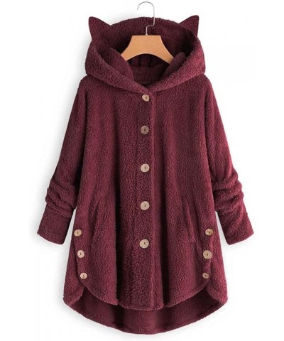 Oversized Cardigans for Women Hooded Fleece Faux Fur Hooded Coats Button Soft Coats Long Sleeve Teddy Bear Jacket Sherpa Jack...