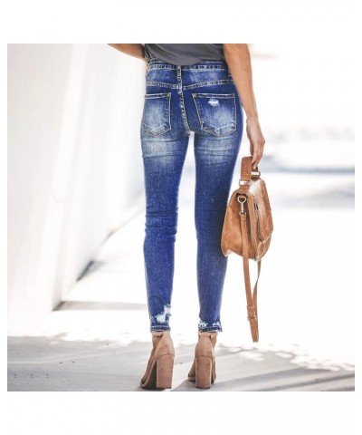 Jeans for Women Plus Size Womens High Waist Stretch Distressed Jeans Destroyed Wide Leg Denim Pants Z12-blue $5.17 Underwear