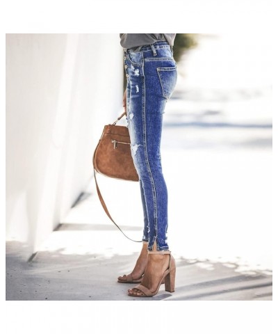 Jeans for Women Plus Size Womens High Waist Stretch Distressed Jeans Destroyed Wide Leg Denim Pants Z12-blue $5.17 Underwear