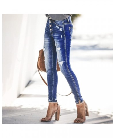 Jeans for Women Plus Size Womens High Waist Stretch Distressed Jeans Destroyed Wide Leg Denim Pants Z12-blue $5.17 Underwear