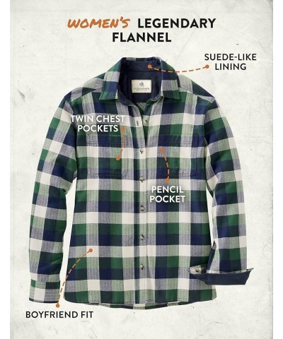 Women's Legendary Flannel Shirt Comfort Fit Wintergreen Buffalo Check $12.15 Blouses