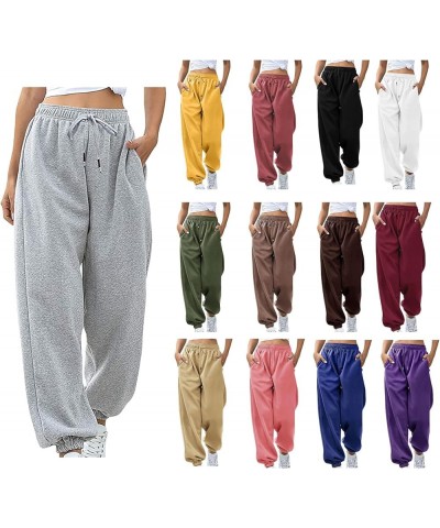 Womens High Waisted Sweatpants Cinch Bottom Joggers Pants Active Workout Lounge Trousers Loose Fit Track Pants A10-red $7.27 ...