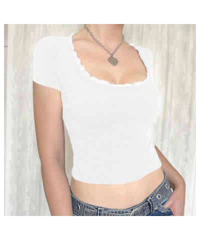 Women Vintage T-Shirt Casual Short Sleeve Round Neck Graphic Print Blouse Tee E-Girl Fairy Grunge Streetwear Ns-white $6.37 T...