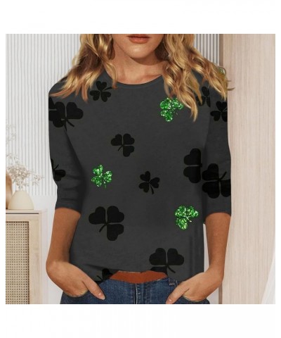 Ladies St Patricks and Easter Shirt 3/4 Sleeve Tops Summer O-Neck for Women Print Tunic Graphic Tops Dressy 2024 Blouse B-arm...