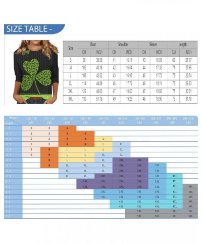 Ladies St Patricks and Easter Shirt 3/4 Sleeve Tops Summer O-Neck for Women Print Tunic Graphic Tops Dressy 2024 Blouse B-arm...