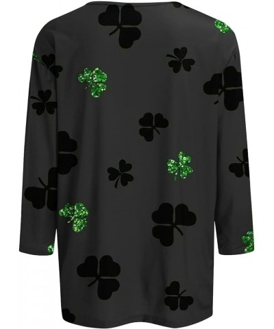 Ladies St Patricks and Easter Shirt 3/4 Sleeve Tops Summer O-Neck for Women Print Tunic Graphic Tops Dressy 2024 Blouse B-arm...