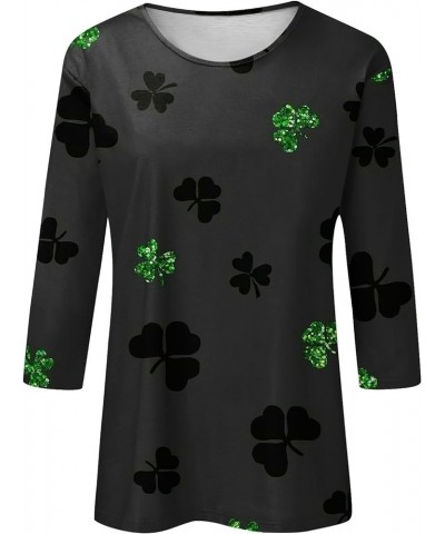 Ladies St Patricks and Easter Shirt 3/4 Sleeve Tops Summer O-Neck for Women Print Tunic Graphic Tops Dressy 2024 Blouse B-arm...