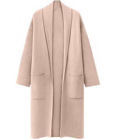 Women's Wool Coat Cardigan Sweaters Long Casual Lapel Pea Coats Fall Classic Open Front Elegant Dressy Trench Coat B-khaki $1...