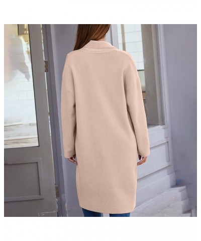Women's Wool Coat Cardigan Sweaters Long Casual Lapel Pea Coats Fall Classic Open Front Elegant Dressy Trench Coat B-khaki $1...