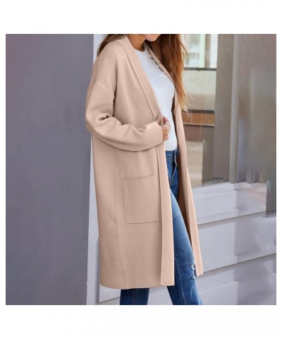 Women's Wool Coat Cardigan Sweaters Long Casual Lapel Pea Coats Fall Classic Open Front Elegant Dressy Trench Coat B-khaki $1...