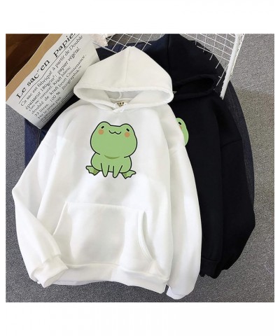 Women Cute Frog Sweatshirt Kawaii Hoodie for Teen Girls Aesthetic Cottagecore Clothes Feminino Hoodies Fall Fashion Coat Whit...