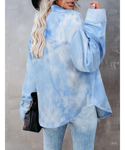 Women's Brushed Plaid Shirts Long Sleeve Flannel Lapel Button Down Cardigan Boyfriend Shacket Jacket Coats D-tieblue $18.71 B...
