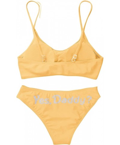 Women Sexy Lingerie Set Come Here Daddy Bra with Panty Set Anime Cosplay Underwear Sleepwear 2PCS Bikini Bathing Suit Yellow ...