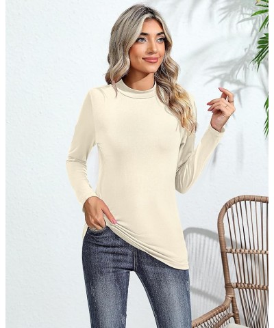 3 Pack Women's Mock Turtleneck Shirts, Long Sleeve Mock Neck Pullover Tops Slim Fitted Stretch Undershirt Tee Blouse Black, B...