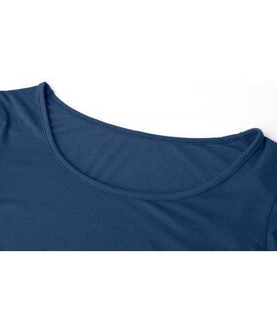 Lightweight Basic Crop Tops Slim Fit Long Sleeve Crop Top Workout Shirts for Women 1pcs Navy $12.71 T-Shirts