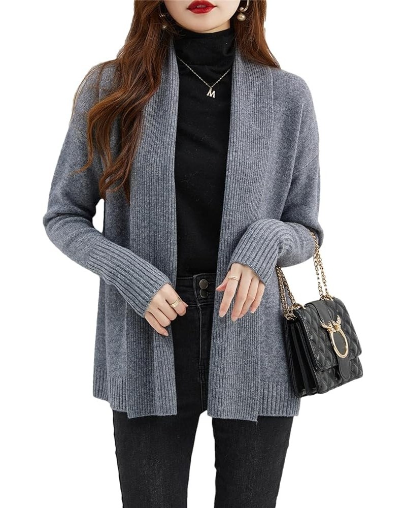 Women's Merino Wool Cardigans Sweater Vintage Warm Soft Long Sleeve Knitted Sweaters Gray9 $47.25 Sweaters