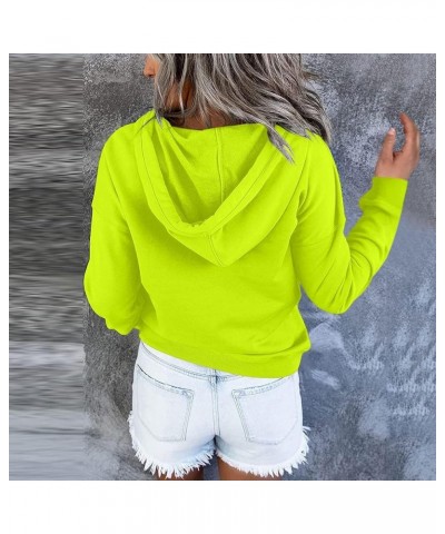 Women's Fashion Hoodies Sweatshirts Cute Fall Tops Drawstring Button Collar Pullover Casual Long Sleeve Hooded Shirts A07-yel...